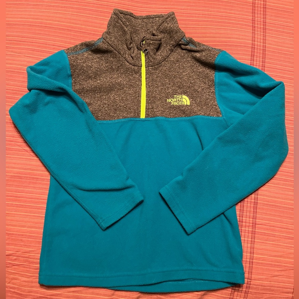 The North Face Kids' Teal and Charcoal Fleece Hoodie